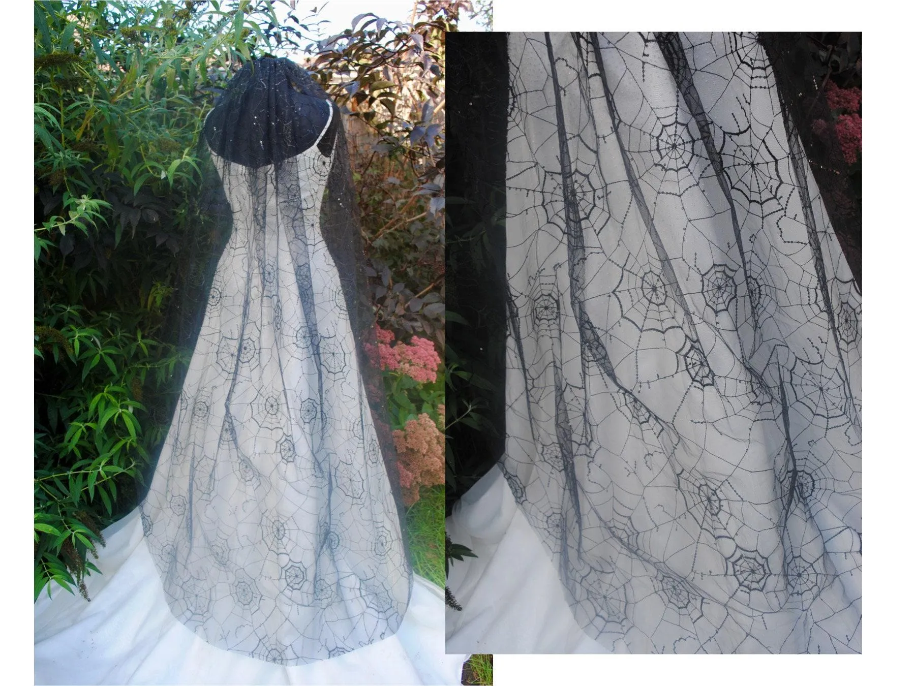 Black Spiderweb Veil, Halloween Wedding
