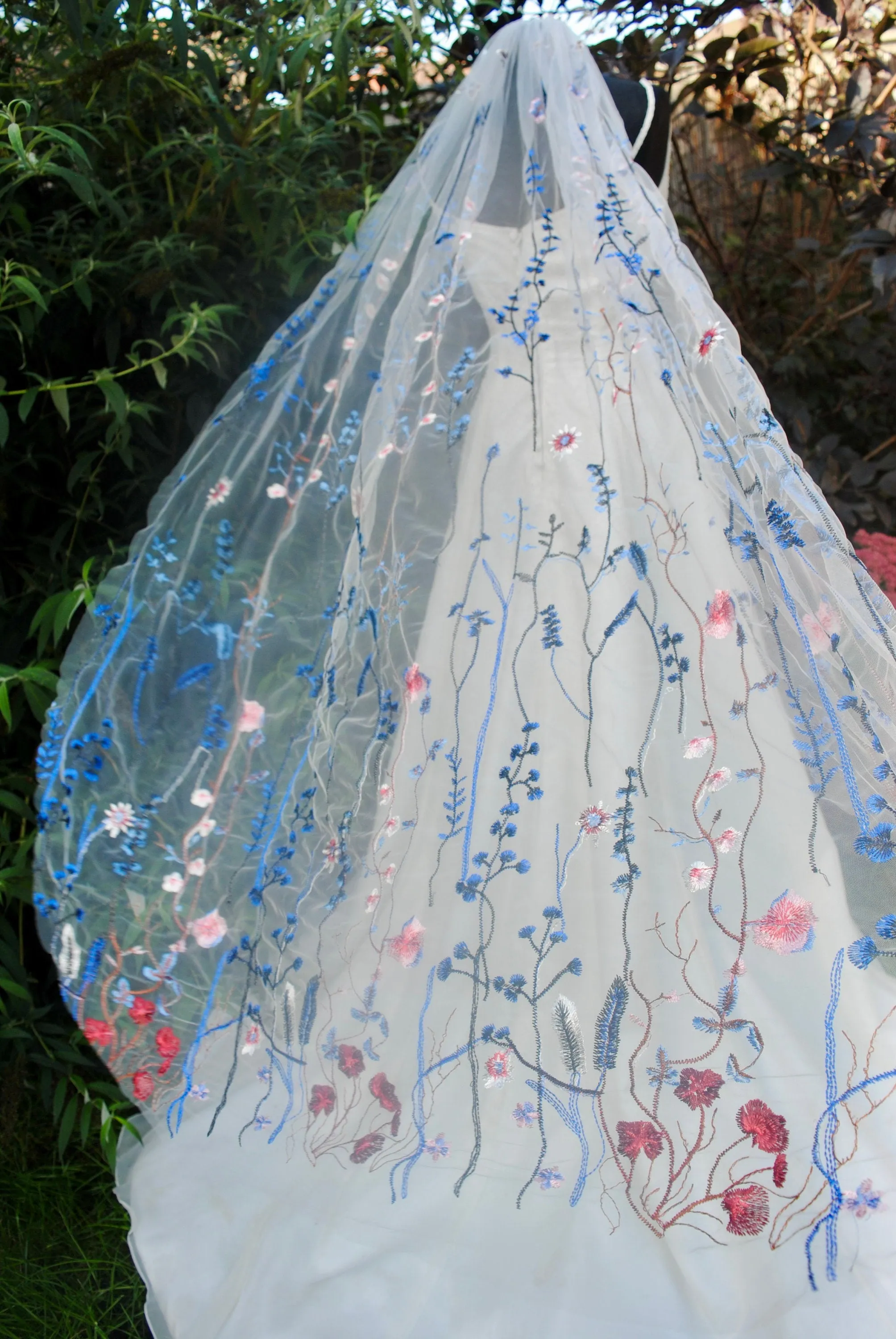 Blue Meadow Flower Floral Veil