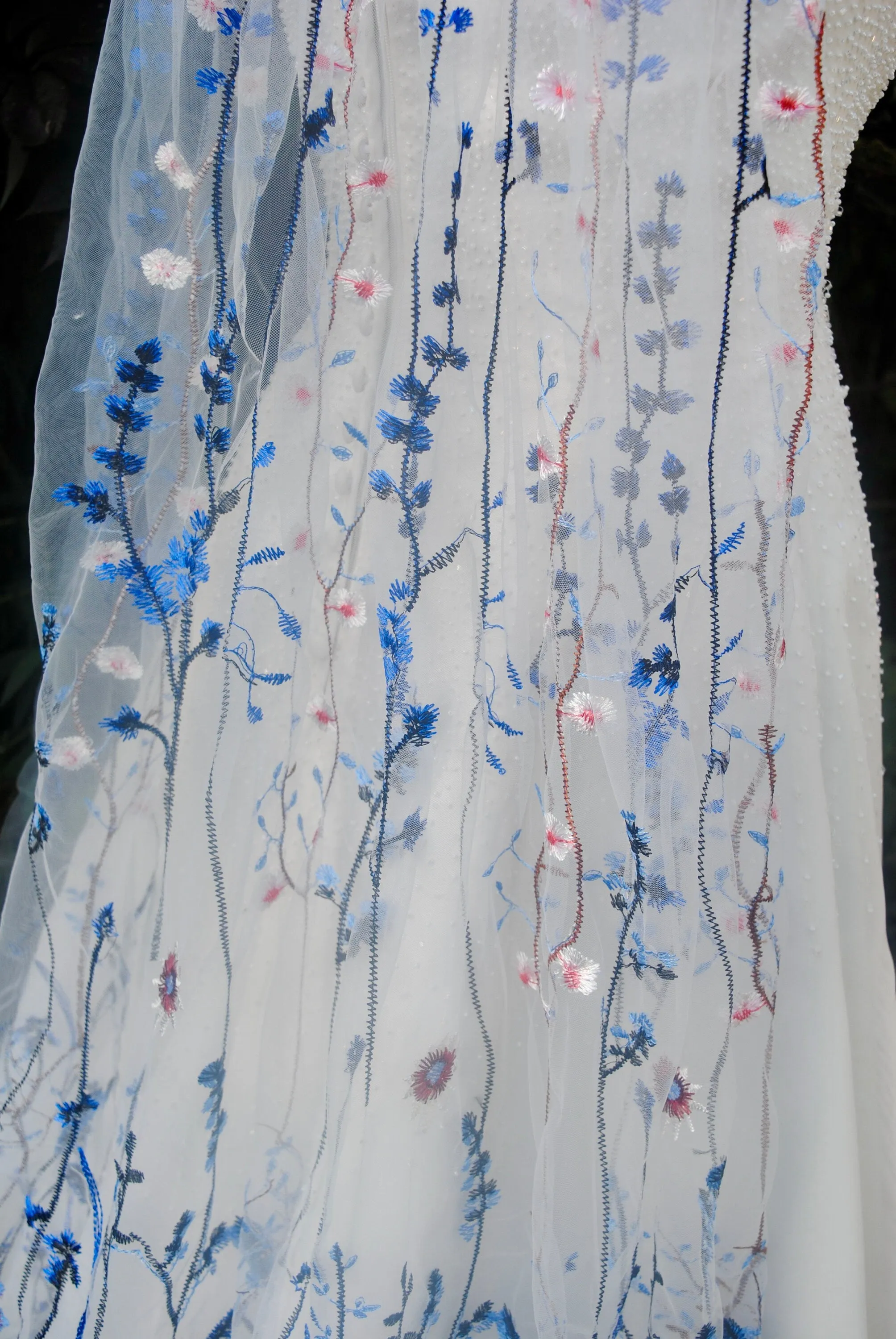 Blue Meadow Flower Floral Veil