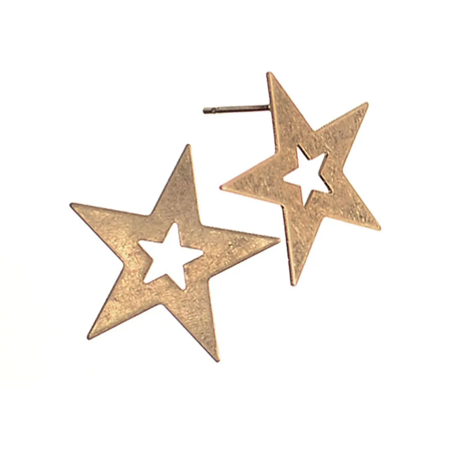 Hot Tomato Star Struck Worn Gold Earrings