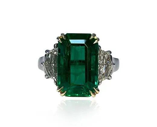 Kaylani 4.23 Carats Emerald Cut Emerald Gemstone Ring in Platinum By Mike Nekta NYC