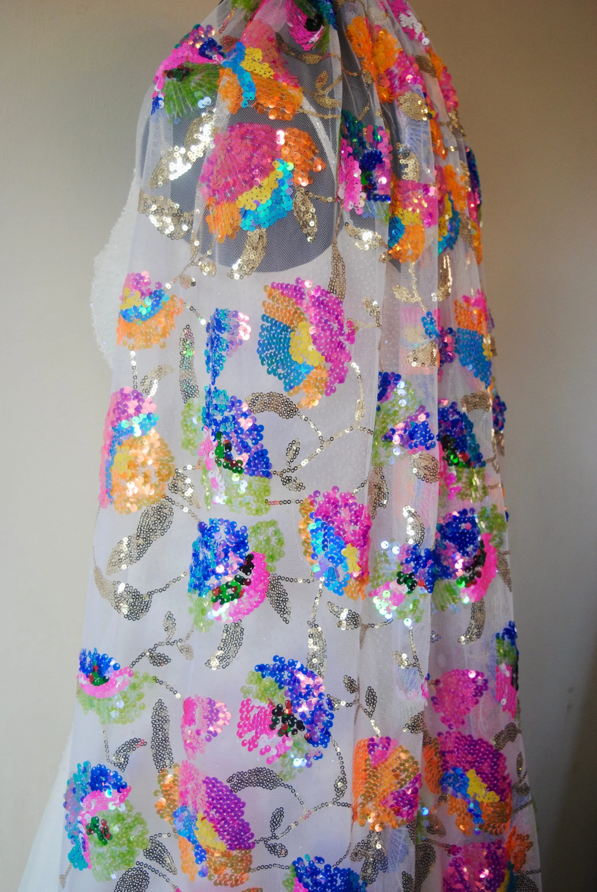 MulitColoured Floral Bridal Veil